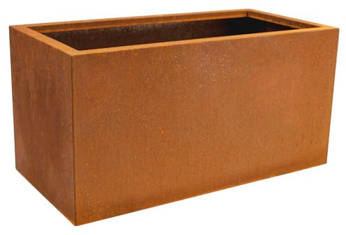VIVANNO Pflanztrog Pflanzkübel Pflanzkasten Cortenstahl Metall Eckig Maxi, Rostbraun (60x30x30 cm)