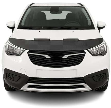 OMAC Haubenbra Halb für Opel Crossland X 2017-2024 Vinyl Kariert | Steinschlagschutz, kariertes Design, fahrzeugspezifisches Design, Car Bonnet Bra
