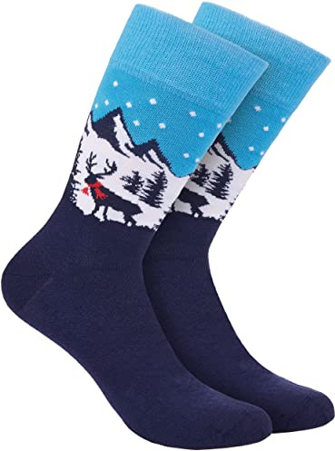 BRUBAKER Herren Weihnachtssocken - Lustige Socken mit Weihnachtsmotiven | Bunte Kuschelsocken für die Weihnachtszeit Baumwolle - Männer Crew Socks Geschenk Weihnachten - One Size EU 41-45