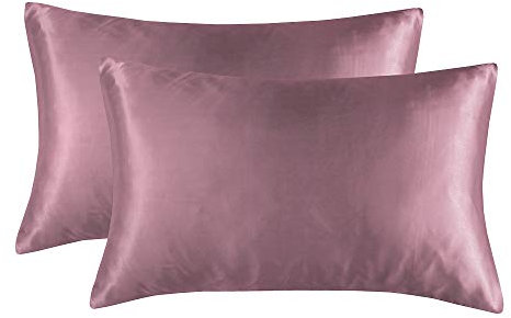 GYROHOME Lot de 2 taies d'oreiller en satin doux et soyeux pour dormir (fermeture enveloppe) Rose 50,8 x 91,4 cm