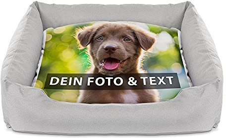 PR Print Royal Hundebett selbst gestalten mit eigenem Foto - Hundekorb mit Kissen - Geschenke für Hundebesitzer, Tierbett 65 x 55 cm I Personalisierbar
