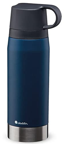 Aladdin CityPark Thermavac Twin Cup Bottle 1.1L Navy Blue – BPA FREE Stainless Steel Bottle with Built in Twin Cup - Keeps Cold or Hot for 25 Hours - Leakproof - Dishwasher Safe