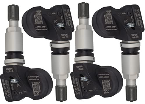 4 x RDKS/TPMS Sensoren – Reifendruckkontrollsystem passen für Mercedes Benz B-Klasse - Typ [W242 / W245 / W246] - Zeitraum 11/2011 bis 05/2019 - Satz bestehend aus 4 Sensoren mit Metallventil silber