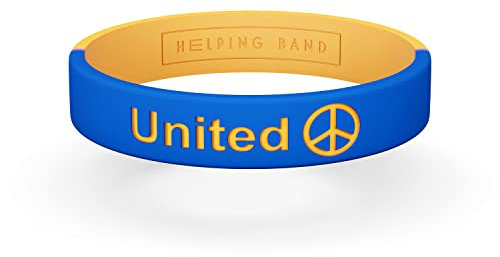 Helping Band - Silikon Armband - United in Peace I Größe S/M I Farbe Gelb Blau - Unterstütze Ukraine-Projekte - Silikonarmband für Herren und Damen - Gummi Armbänder