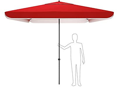 MNNM Parasol De Marché, Parasol Rectangulaire, Pare-Soleil, Parasol De Plage Étanche, Parasol De Jardin Exterieur pour Piscine, Restaurants, sans Base (Color : Red, Size : 2.5m)