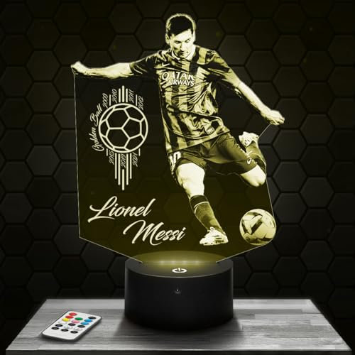 Nachttischlampe - Touch-Nachtlicht L. Messi Fußballspieler 3D-LED-Lampe Illusion, Geschenkidee Weihnachten Geburtstag Junge und Mädchen Nachttischlampe Kinder- oder Erwachsenenzimmer TOP