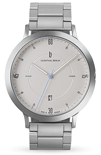 Lilienthal Berlin Zeitgeist Automatik Uhr All Silver – hochwertige Herrenuhr am silbernen Stahlarmband aus silbernem Chirurgenstahl mit einem Automatikwerk & Saphirglas – 42,5 mm