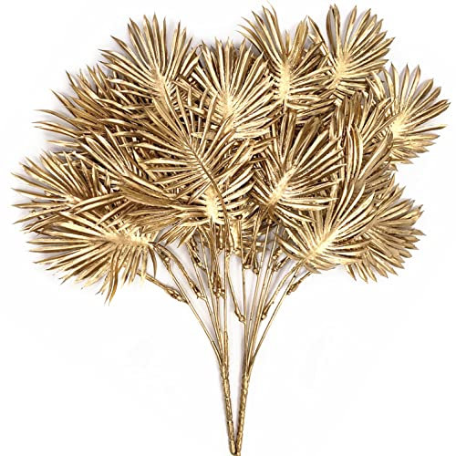 Künstliche goldene Pflanzen, Dekoration, künstliche Boston-Bündel, Pflanze, Kunststoff, Monstera, künstliche Blätter, Stiele, tropische Palmensträucher für drinnen und draußen, Zuhause, Party,