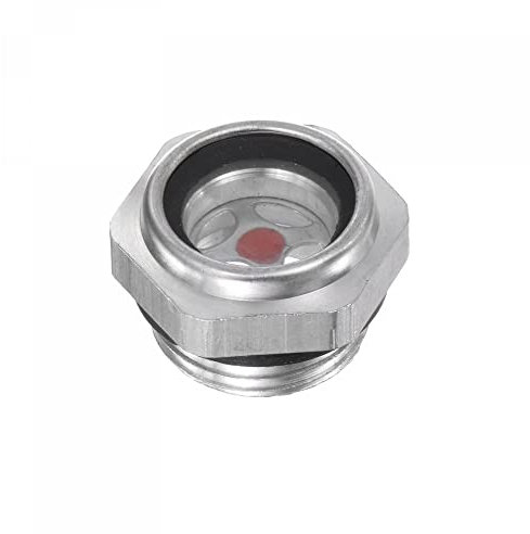 sourcing map Aire Compresor Aceite Nivel Indicador Mirilla Vidrio M20x1.5mm Macho Roscado Aluminio Líquido Indicador Vista Ventana