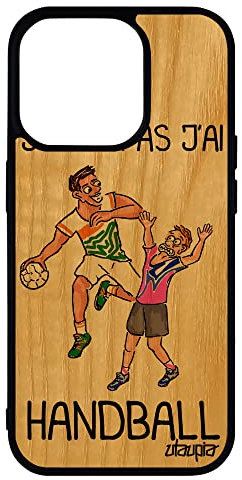 utaupia Coque Bois de Protection pour iPhone 14 Pro Silicone j'peux Pas J'Ai Handball Sport Telephone Mobile Rose Pas Cher BD Portable