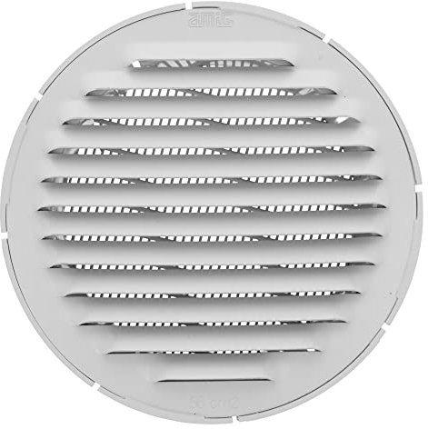 Amig - Griglia rotonda in alluminio con zanzariera | Griglie di ventilazione per presa d'aria | Ideale per soffitto cucina e bagno | Diametro interno Ø12 cm | Colore bianco