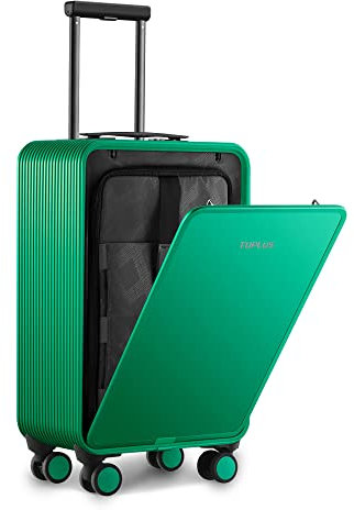 TUPLUS Koffer Aluminium Trolley Rollkoffer mit 4 Rollen Reisekoffer Handgepäck Hartschalenkoffer,Sofortige Serie,58.5×34.5×20.8cm/33L,Grün
