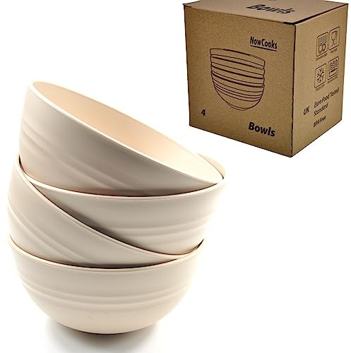 Unbreakable Cereal Bowls, Large Plastic Bowls Set of 4, EU Tested. Lightweight, Dishwasher and Microwave Safe, Ideal for Cereal, Salad, Noddle and Parties (Single) (Cream, Single)