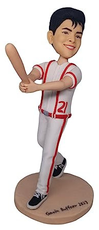 mydedor Benutzerdefinierte Wackelkopf-Figuren, maßgeschneiderte Puppe, männlicher Baseball-Athlet, handgefertigt, personalisierte Skulptur