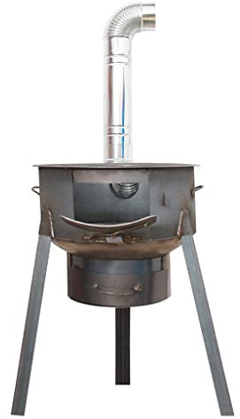 Estufa de Madera Fogon Camping Estufa de Lena Portatil Cocina de Leña Hierro Fundido Hogar Rural Estufa de Madera para Tienda de Campaña, Caminata, Pesca, Mochilero ( Color : Set A , Size : 41cm )