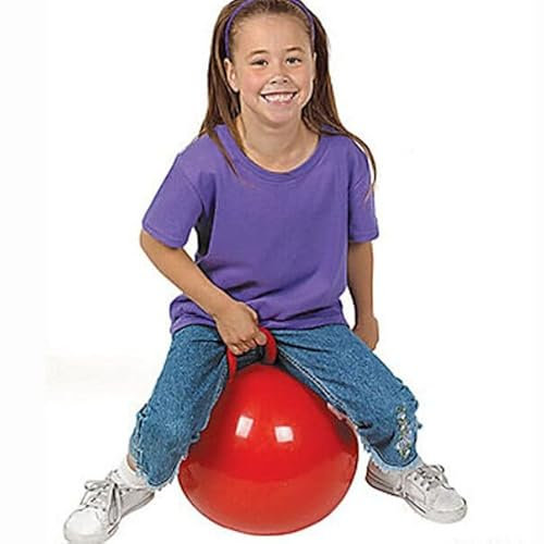 jojofuny Sprungball Hüpfball Kinder Gymnastikball Gummiball Springball Hopsball Soft Pilates Aufblasbarer Hopper Ball mit Griff für Jungen Mädchen Indoor Outdoor Sport Spielzeug