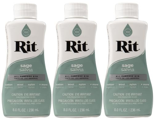 Rit Dye - Tinte líquido para telas de 8 onzas para ropa, decoración y manualidades, color salvia (paquete de 3)