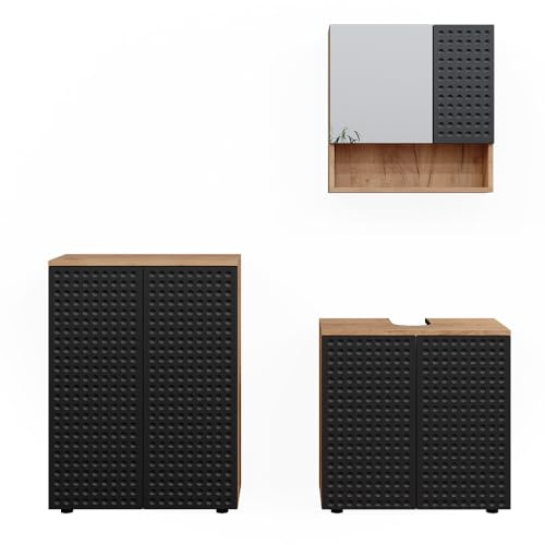 Vicco Badmöbel-Set Irma, Anthrazit gepunktet, 80 cm