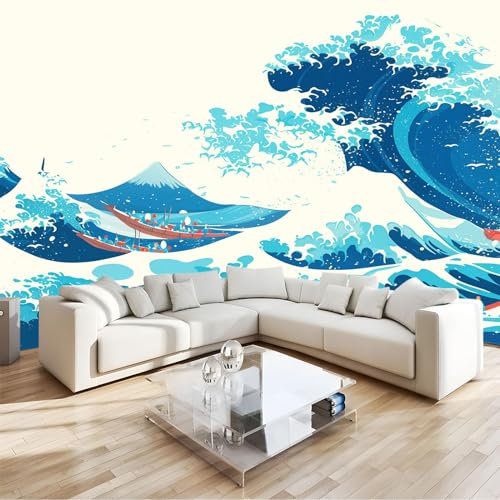3D Mural Wallpaper Japanese Style Wave Snow Mountain Versatile Wall Art for Living Room Bedroom Office & Kids’ Rooms Featuring Photo Wallpapers Décor Stickers and Art Poster Décor W400 X H280 Cm