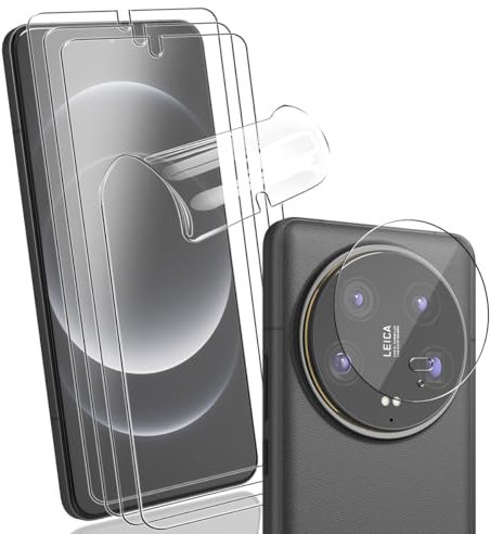 Yonntmmi Pellicola protettiva per Xiaomi 14 Ultra (Non-Vetro Temperato), Xiaomi 14 Ultra pellicole in TPU flessibile 4 Pezzi con pellicola per obiettivo per fotocamera 1 Pezzi per Xiaomi 14 Ultra