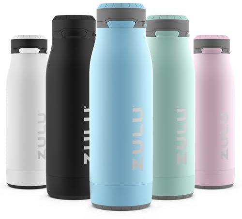 Zulu Ace 18oz Vacuum Insulated Stainless Steel Water Bottle with Chug Spout, Leak-Proof Locking Lid and Removable Base for School, Backpack, Sports, Gym, Travel, Ice Blue