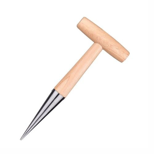 LSRVNM Planteur de Sol, Plantoir à Main Avec Manche en Bois Solide, Outil de Perforation de Jardin, Plantoir Pour la Plantation, des Jeunes Arbres et des Bulbes Avec Facilité et Précision