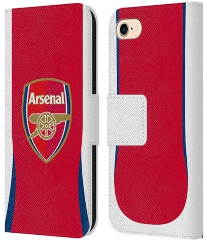 Head Case Designs Officially Licensed Arsenal FC Home 2024/25 Kit Leather Wallet Case Compatible With Apple iPhone 7/8 / SE 2020 & 2022