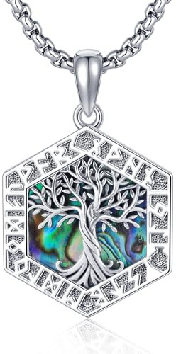 DAYLINLOVE Tree of Life Necklace 925 Sterling Silver Norse Viking Tree of Life Pendant Necklace for Men