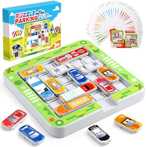 BABECTOY Rush Hour Spiel, Rush Hour, Parkspiele, Auto Spielzeug Stauspiel Logikspiel mit 140 Levels, Denken Logik Puzzle Spiele, Brettspiele Familienspiel für Jungen Mädchen ab 5 6 7 8 9 10 Jahren