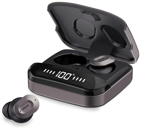Mixx StreamBuds Ultra Dots True Wireless Earbuds, Bluetooth Wireless Earphones, 24-Hour Battery, Zinc Alloy Case, Customizable Sound App, Black