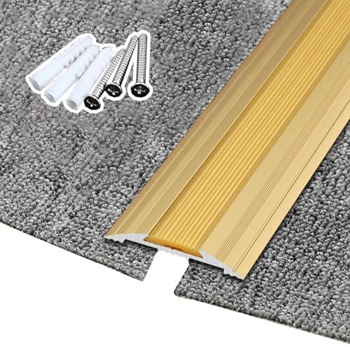 Flooring Threshold Transition Strip,Door Threshold Bars，Door Threshold Strip Carpet Edge Protector with Screw Nails, Aluminum Transition Strip for Flat Floor, Indoor & Outdoor Non Slip Stair Nosing, C