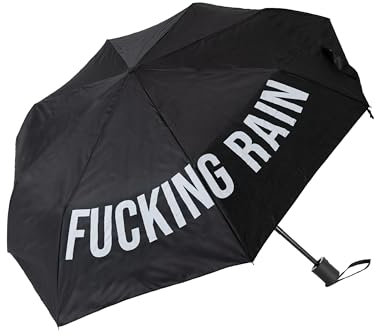 FISURA - Originaler faltbarer Regenschirm f*cking rain“. Mini-Regenschirm in Schwarz und Weiß. Kleiner Damenregenschirm. Automatischer faltbarer Regenschirm. Reise-Regenschirm.