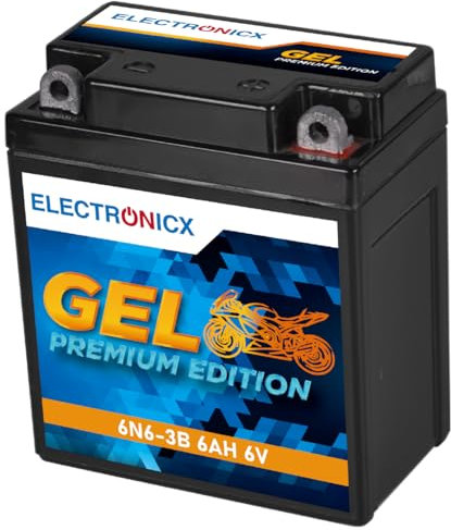 Electronicx GEL-Motorradbatterie 6N6-3B 6V 6Ah – Wartungsfrei, Hohe Startleistung, Langlebig – kompatibel mit Honda, Yamaha & Schaltmopeds