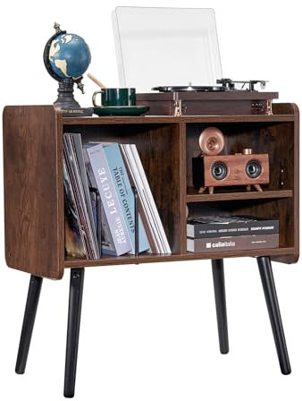 VEVOR Supporto per Giradischi con Ripiani Rimovibili, Supporto per Dischi in Vinile, Armadietto con Spazio Massimo 100 Album, Tavolo per Giradischi Regolabile in Altezza per Soggiorno, Camera da Letto