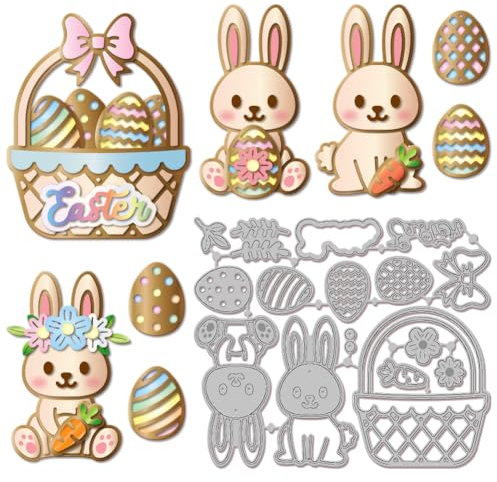 GLOBLELAND Stanzformen Mit Hasenmotiv In Osterform Metall Blumenkorb Stanzungen Ostereier Stanz Und Prägevorlagen Für Scrapbooking Basteln Papierkartenherstellung