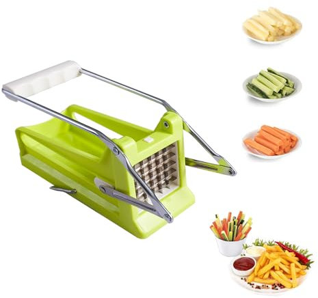 NatldGs Frittierschneider, Kartoffelschneider Pommes Frites mit 2 verschiedenen Größen Edelstahlklingen und rutschfestem Saugfuß für Kartoffeln Karotten Gurken