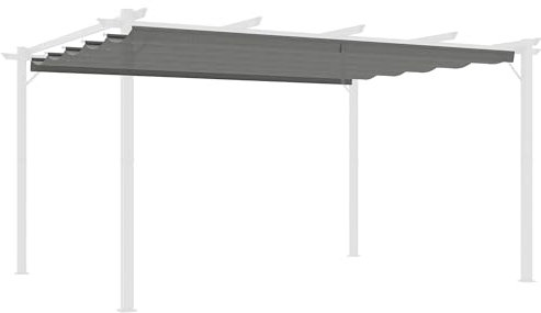 Outsunny Retractable Pergola Shade Cover, Replacement Canopy Fabric for 4 x 3 (m) Pergola, Gazebo Retractable Roof, Light Grey