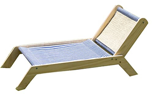 Katzen Strandstuhl, Katzen-Strandbett, Erhöhtes Katzenbett für den Sommer und Alle Jahreszeiten mit Sisal-Kratzbrett für Drinnen und Draußen (Strandstuhl)