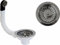 Piletta pilettone di scarico tipo basket per lavello lavabo con troppo pieno, con attacco da 11/2 e Foro da Ø 90mm, Pilettone Ø 114mm, piletta standard in acciaio con vite e cestello