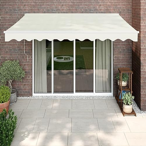 Toldo retráctil para patio, motorizado/manual, color crema, 3,5 x 2,5 m, tela y toldo de aluminio para balcón, terraza, terraza, protección contra la intemperie.