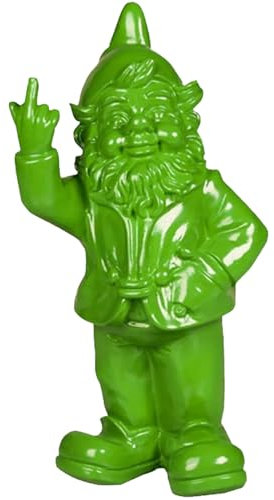 Pommerntraum ® | Gartenzwerg Zwerg Dekofigur Gartenfigur Popart Deko Gartendeko Außendeko Sammerfigur (grün - 20 cm - Mittelfinger)