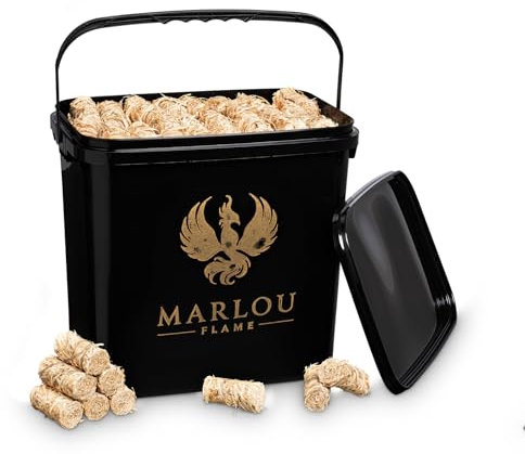 Marlou Flame Kaminanzünder Anzündwolle aus Holzwolle mit Wachs, Ofenanzünder, Feueranzünder für Kamin, Kaminofen & Grill, Holzanzünder & Anzünder für schnelles, sicheres Anzünden 200 Stück