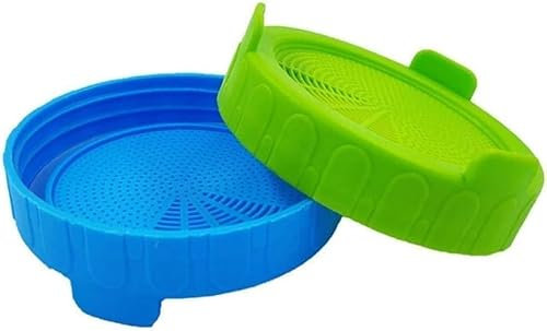2 Pcs Sprouting Lids jar Sprouting Lids Plastic Sprouting with Stainless Steel Screen for Wide Mouth to Grow Beans Jars Canning Cookware (Blue and Green)