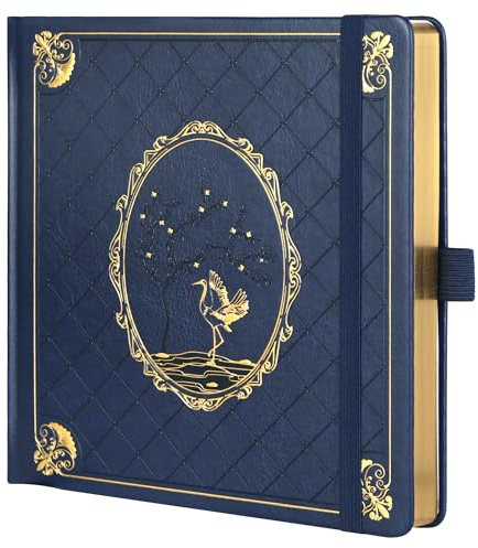 TIEFOSSI Bullet Dotted Journal Notizbuch, Dot Grid Notizbuch für Frauen Männer, Hardcover PU Leder Journal, 160 GSM dickes Papier, 160 nummerierte Seiten mit Goldrand, 20,4 x 20,4 cm