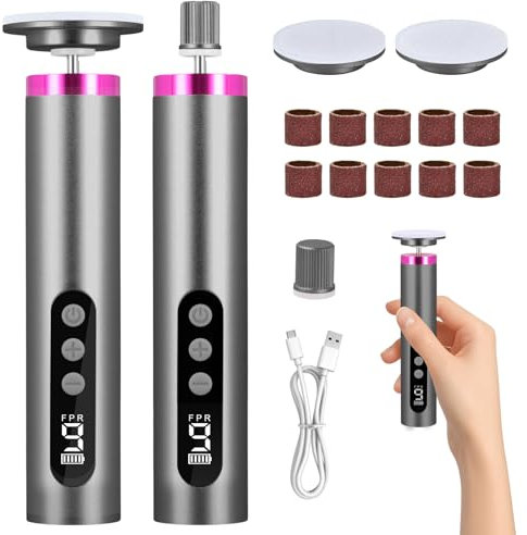 Lima Electrica Pies Durezas 2 en 1 Quita Limador de Durezas Pies Eliminar Electrico Torno para Uñas Profesional Pulidora de Callos Recargable Maquina para Quitar Durezas y Callos de los Pies (Gris)