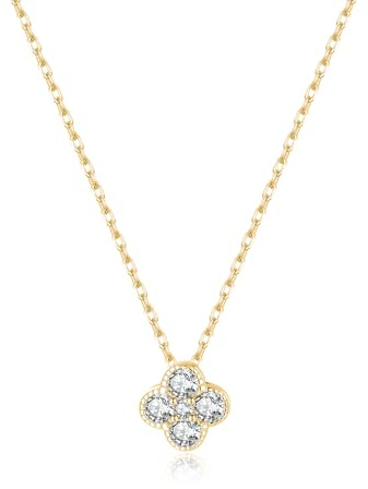 SLUYNZ Solid 925 Sterling Silver Small Clover Choker Necklace for Women Teens Girls CZ Clover Pendant Necklace
