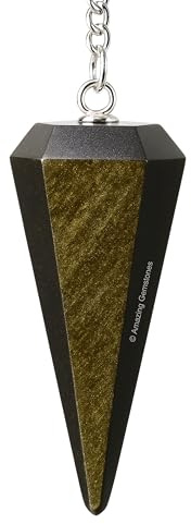 Pendule en cristal de Obsidienne Dorée - Cristaux de guérison certifiés pour et l'équilibrage des chakras - Cristal de Obsidienne Dorée authentique pour les pratiques de bien-être spirituel