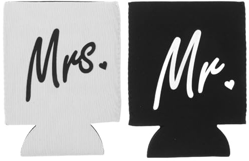 TOGEVAL 2 Stück Dosenkühler aus Neopren mit Mr Mrs Design Originelle Bierflaschen und Getränkedosenhüllen für Hochzeitsfeiern Langlebig und Wiederverwendbar