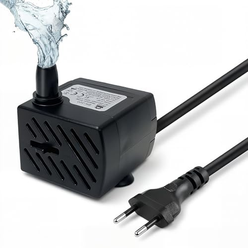 Pompe à Eau Submersible 3.5W, Mini Pompe Aquarium Ultra-Silencieuse 200L/H avec Câble de 1,5M, Pompe Fontaine à Eau Chat pour Bassin, Statuaire, Cascade et Hydroponie
