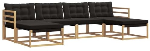 vidaXL Outdoor-Sofagarnitur mit Kissen 6 pcs Weiß und Schwarz, Garten, modernes Outdoor-Sofa, Sitzgruppe für den Patio, Terrassenmöbel für entspanntes Chillen